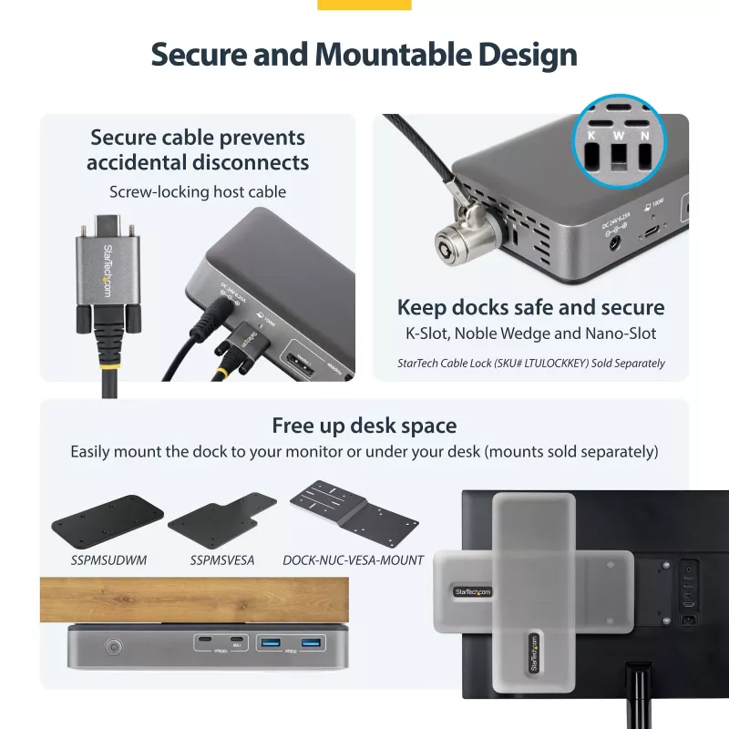 StarTech.com 199UE-USBC-DOCK laptop-dockingstation/poortreplicator bedraad USB 3.2 Gen 2 (3.1 Gen 2) Type-C grijs