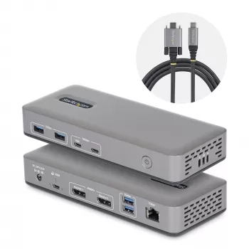 StarTech.com dual-monitor USB-C dockingstation, DisplayPort, 4K 60Hz, 100W laptop opladen, 1GbE, driverloos, multi-monitor dock voor Windows