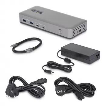 StarTech.com dual-monitor USB-C dockingstation, DisplayPort, 4K 60Hz, 100W laptop opladen, 1GbE, driverloos, multi-monitor dock voor Windows