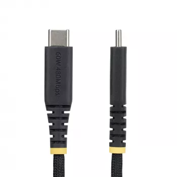 StarTech.com 1m (3ft) USB-C-oplaadkabel, 60W (3A) PD, dubbellaags gevlochten nylon/TPE-mantel, robuuste USB-C-oplaadkabel, USB 2.0 laptop-oplaadkabel