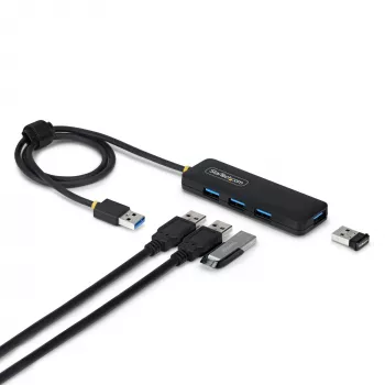 StarTech.com 4-poorts USB-A hub, 5 Gbit/s, busgevoed, USB-A naar 4x USB-A mini hub, extra lange 61 cm hostkabel, PCR-kunststof, draagbare desktop-/laptop-USB-hub