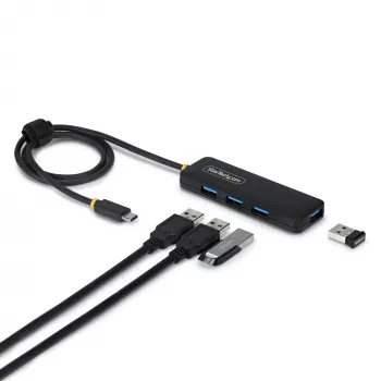 StarTech.com 4-poorts USB-C hub, 5 Gbit/s, busgevoed, USB-C naar 4x USB-A mini hub, extra lange 61 cm hostkabel, PCR-kunststof, draagbare desktop-/laptop-USB-hub
