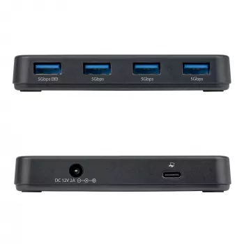 StarTech.com 4-poorts USB-A hub, 5 Gbit/s, zelfgevoed, 2-in-1 USB-C- en USB-A-hostkabel, 1x BC 1.2 oplaadpoort, 24W-voeding inbegrepen, MacBook en Windows