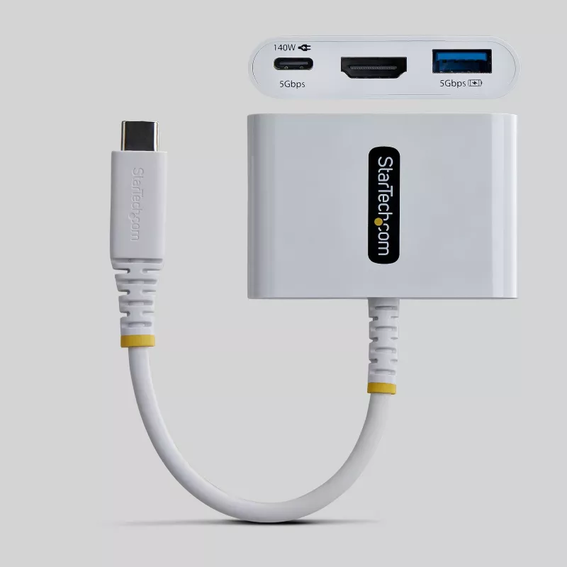 StarTech.com USB-C naar HDMI multiport adapter met 140W PD-laden, 4K 60Hz HDMI, USB 5Gbit/s hub, mini-dock voor MacBook / Dell / Thinkpad / HP / iPad / tablets