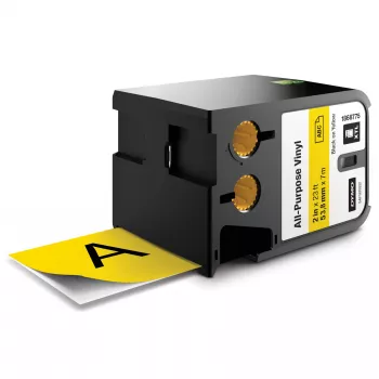 DYMO XTL allround vinyl etiketten | 54 mm x 7 m | zwart op geel