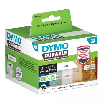 DYMO originele LabelWriter Durable etiketten | 25mm x 89mm | wit poly | 2 rollen à 350 (700 zelfklevende etiketten) | hoogwaardig | voor LabelWriter labelprinters