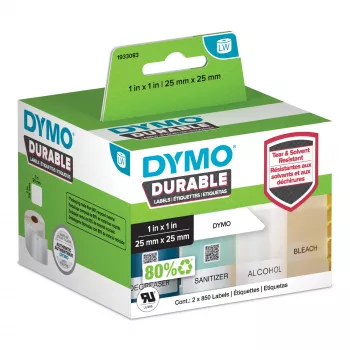 DYMO originele LabelWriter Durable etiketten | 25 mm x 25 mm | wit poly | 2 rollen à 850 (1.700 zelfklevende etiketten) | hoogwaardig | voor LabelWriter labelprinters