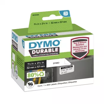 DYMO originele LabelWriter Durable labels | 57 mm x 32 mm | wit poly | 800 zelfklevende etiketten | hoogwaardig | voor LabelWriter labelprinters