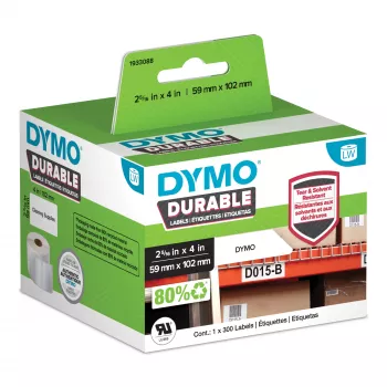 DYMO originele LabelWriter Durable labels | 59 mm x 102 mm | wit polypropyleen | 300 zelfklevende etiketten | hoogwaardig | voor LabelWriter labelprinters