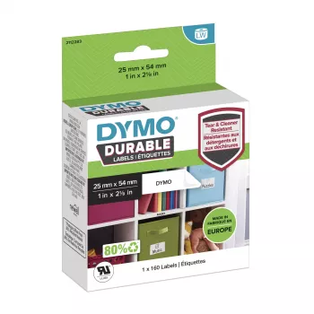 DYMO originele LabelWriter Durable labels | 25 mm x 54 mm | wit poly | 160 zelfklevende etiketten | hoogwaardig | voor LabelWriter labelprinters