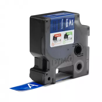 DYMO Rhino industrie vinyl etiketten | 19 mm x 5,5 m | witte print op blauw | zelfklevend | voor LabelManager & Rhino labelprinters