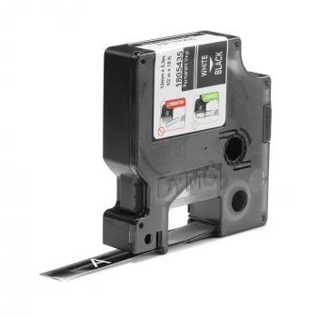 DYMO Rhino industrie vinyl etiketten | 12 mm x 5,5 m | witte print op zwart | zelfklevend | voor LabelManager & Rhino labelprinters