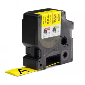 DYMO Rhino industrie warmtekrimp kabel etikettenkokers | 24 mm x 1,5 m | zwarte print op geel | voor Rhino labelprinters