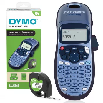 DYMO LetraTag LT-100H handheld labelprinter | ABC-toetsenbord labelprinter met gebruiksvriendelijk 13-tekens LCD-scherm | voor thuis of kantoor | blauw