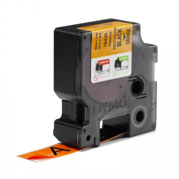 DYMO Rhino Industriële vinyllabels | 19 mm x 5,5 m | Zwarte opdruk op oranje | Zelfklevend | voor Rhino- en LabelManager-labelprinters