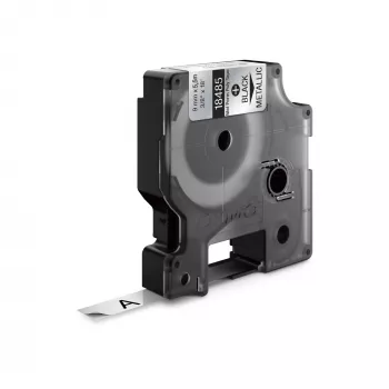 DYMO Rhino Industriële permanente polyesterlabels | 9 mm x 5,5 m | Zwarte opdruk op metallic | Zelfklevend | voor Rhino- en LabelManager-labelprinters