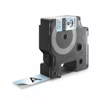 DYMO Rhino Industriële permanente polyesterlabels | 19 mm x 5,5 m | Zwarte opdruk op transparant | Zelfklevend | voor LabelManager- en Rhino-labelprinters