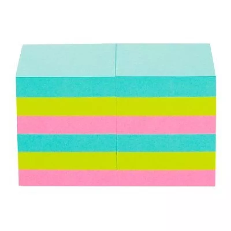3M 622-12SS-MIA plaknotities vierkant blauw, roze, geel zelfklevend