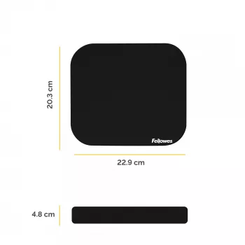 Fellowes premium muismat - zwart, zwart, monochromatisch, polyester, rubber