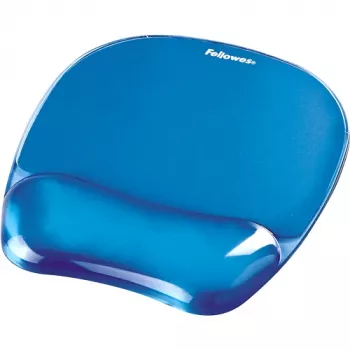 Fellowes Mouse Mat Wrist Support - Crystals Gel muismat met antislip rubberen basis - ergonomische muismat voor computer, laptop, thuiswerk – compatibel met laser- en optische muizen – blauw