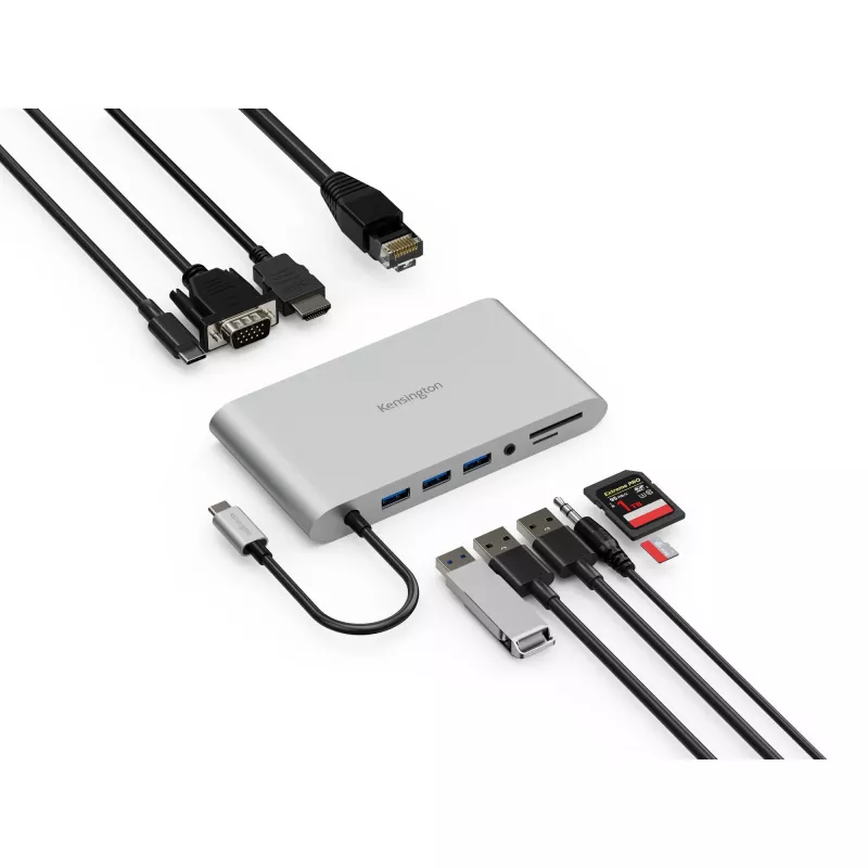 Kensington UH1440P USB-C 5Gbps dual video driverloos mobiel dock - 85W pass-through power - DP/HDMI/VGA