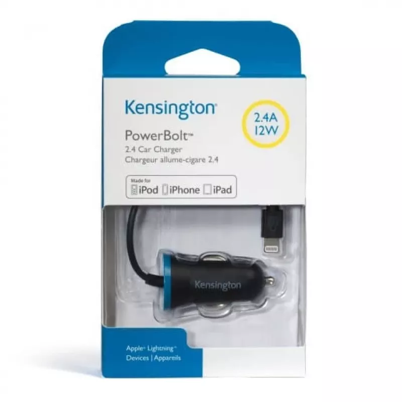 Kensington PowerBolt™ 2.4 autolader - zwart, auto, sigarettenaansteker, 1 m, zwart