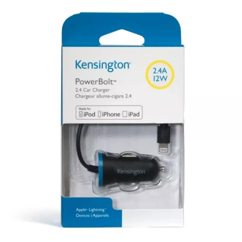 Kensington PowerBolt™ 2.4 autolader - zwart, auto, sigarettenaansteker, 1 m, zwart