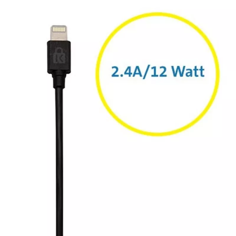 Kensington PowerBolt™ 2.4 autolader - zwart, auto, sigarettenaansteker, 1 m, zwart