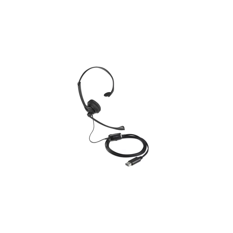 Kensington USB-mono-headset met inline-bediening, bedraad, kantoor/callcenter, headset, zwart