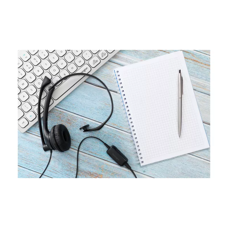 Kensington USB-mono-headset met inline-bediening, bedraad, kantoor/callcenter, headset, zwart
