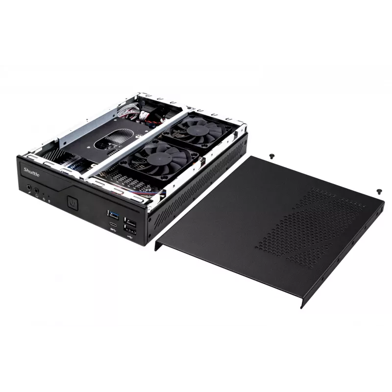 Shuttle slanke pc DH610, S1700, 1x HDMI, 2x DP, 1x 2,5 inch, 2x M.2, 2x LAN (Intel 1G + 2.5G), 2x COM, 24/7 continu gebruik, incl. VESA