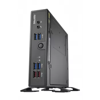 Shuttle XPC slanke barebone DS50U5, i5-1335U, 2x LAN (1x 2,5 Gbit, 1x 1 Gbit), 1x COM, 1x HDMI, 1x DP, 1x VGA, ventilatorloos, 24/7 continu gebruik