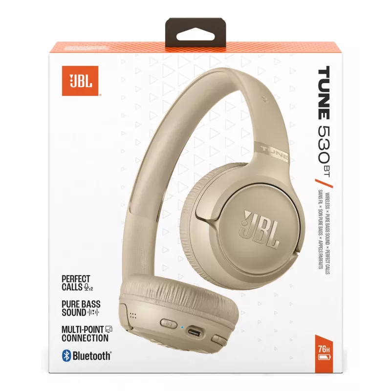 JBL Tune 530BT Headset Draadloos Koptelefoon Bellen/Muziek USB Type-C Bluetooth Beige