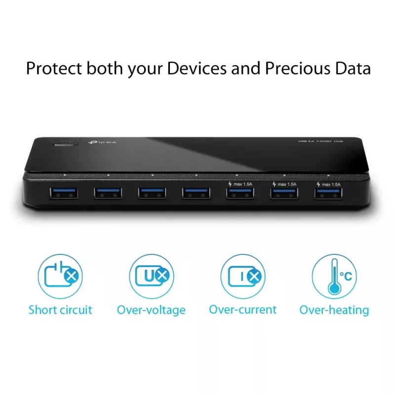 TP-Link UH700 Interface-hub USB 3.2 Gen 1 (3.1 Gen 1) Micro-B 5000 Mbit/s Zwart