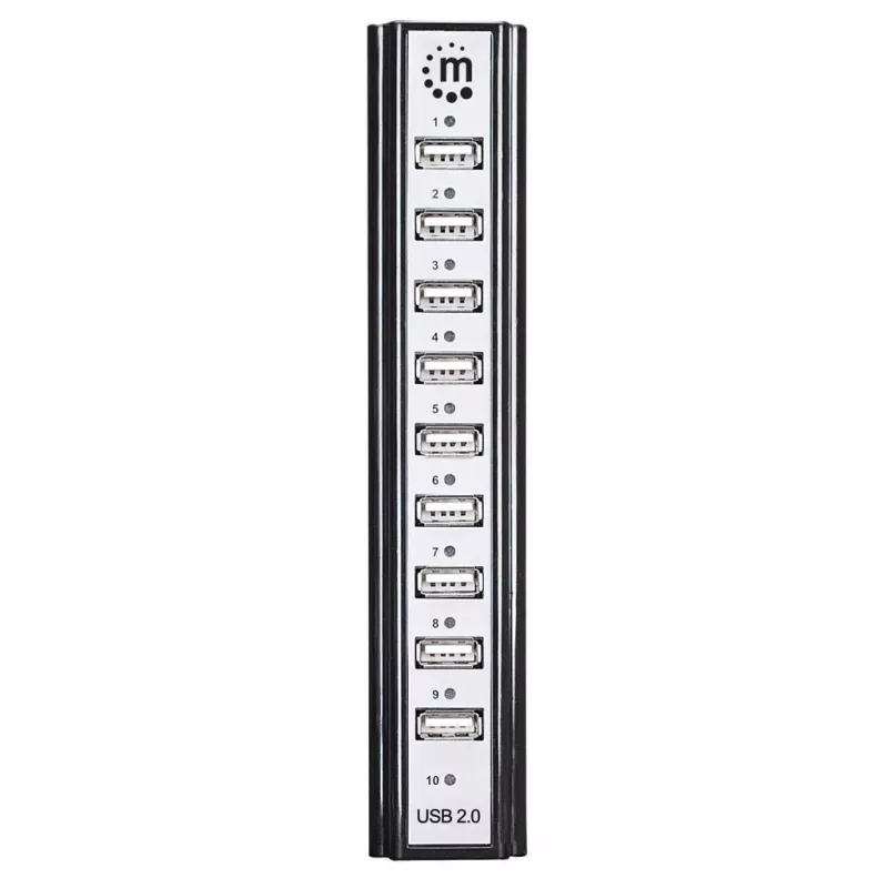 USB-hub Manhattan USB-A 10-poorts, 480 Mbit/s, Zwart