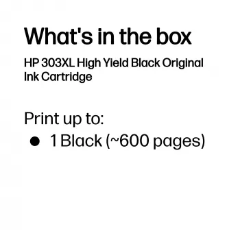 HP 303XL hoog bereik zwart originele inktcartridge, hoog (XL) bereik, zwart, pigmentinkt, 12 ml, 1 st., 600 pagina's
