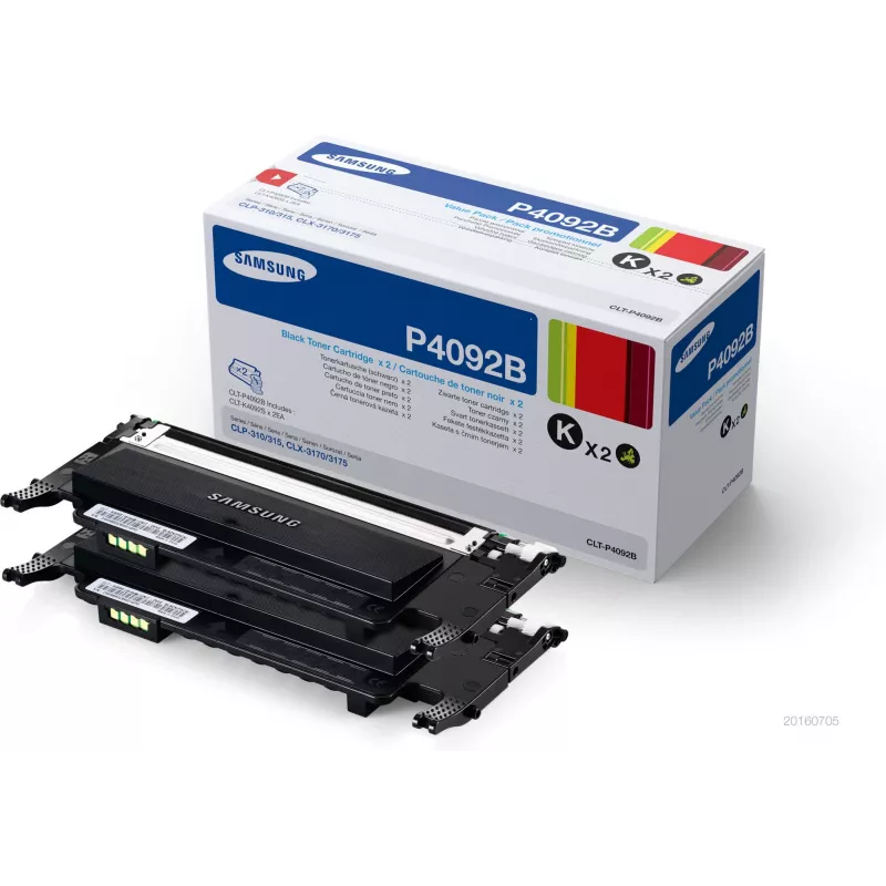 tonercartridges 2-pack, Samsung CLT-P4092B, zwart, 1.500 pagina's per cartridge