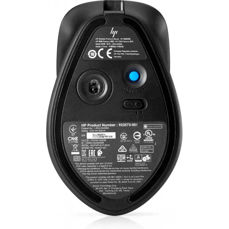 HP ENVY oplaadbare muis 500, voor beide handen, laser, RF draadloos, 1600 DPI, zwart, grijs