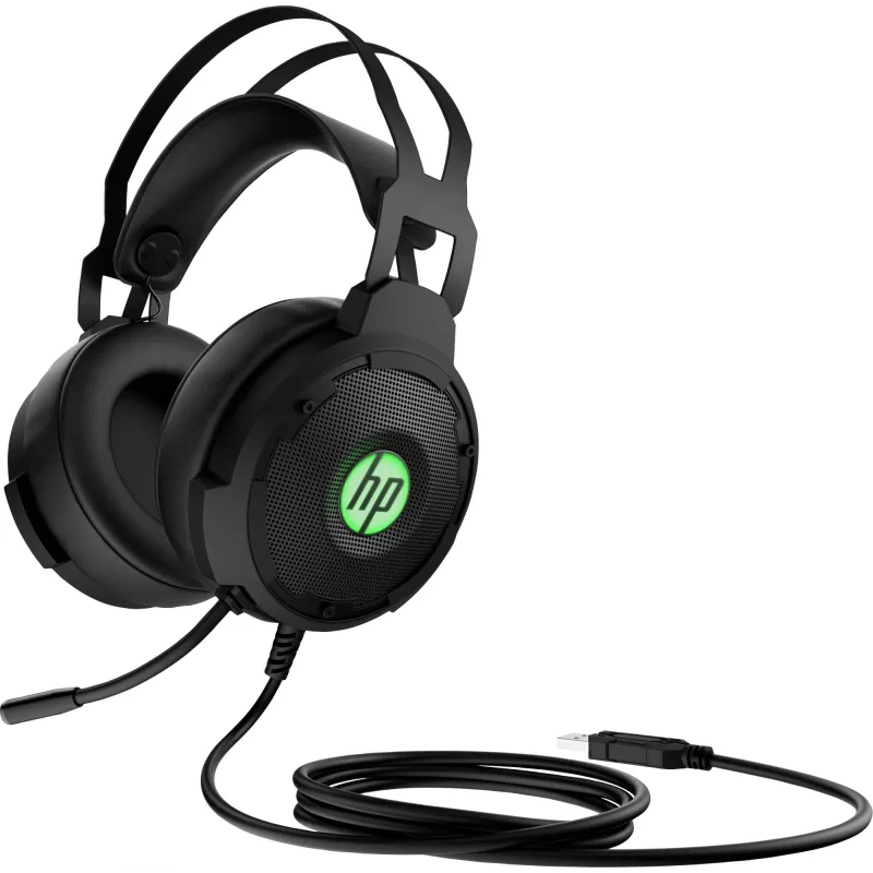 HP Pavilion Gaming headset 600, bedraad, gaming, 360 g, headset, zwart, groen