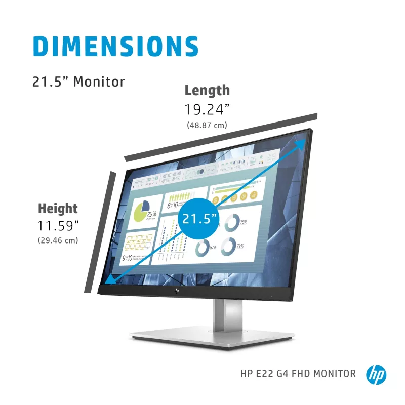 HP E-Series E22 G4 computermonitor 54,6 cm (21,5 inch) 1920 x 1080 pixels Full HD LCD zwart, zilver