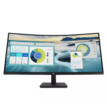 HP P34hc G4 WQHD USB-C curved monitor, 86,4 cm (34 inch), 3440 x 1440 pixels, Wide Quad HD, LCD, 5 ms, zwart