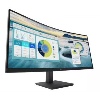 HP P34hc G4 WQHD USB-C curved monitor, 86,4 cm (34 inch), 3440 x 1440 pixels, Wide Quad HD, LCD, 5 ms, zwart