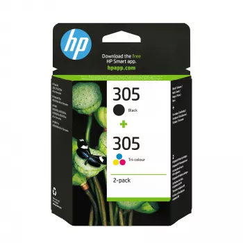 HP 305 2-pack originele inktcartridge, zwart, cyaan, magenta, geel, kleurstofinkt, pigmentinkt, 2 stuks, 120 pagina's, 100 pagina's