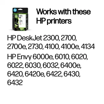 HP 305 2-pack originele inktcartridge, zwart, cyaan, magenta, geel, kleurstofinkt, pigmentinkt, 2 stuks, 120 pagina's, 100 pagina's
