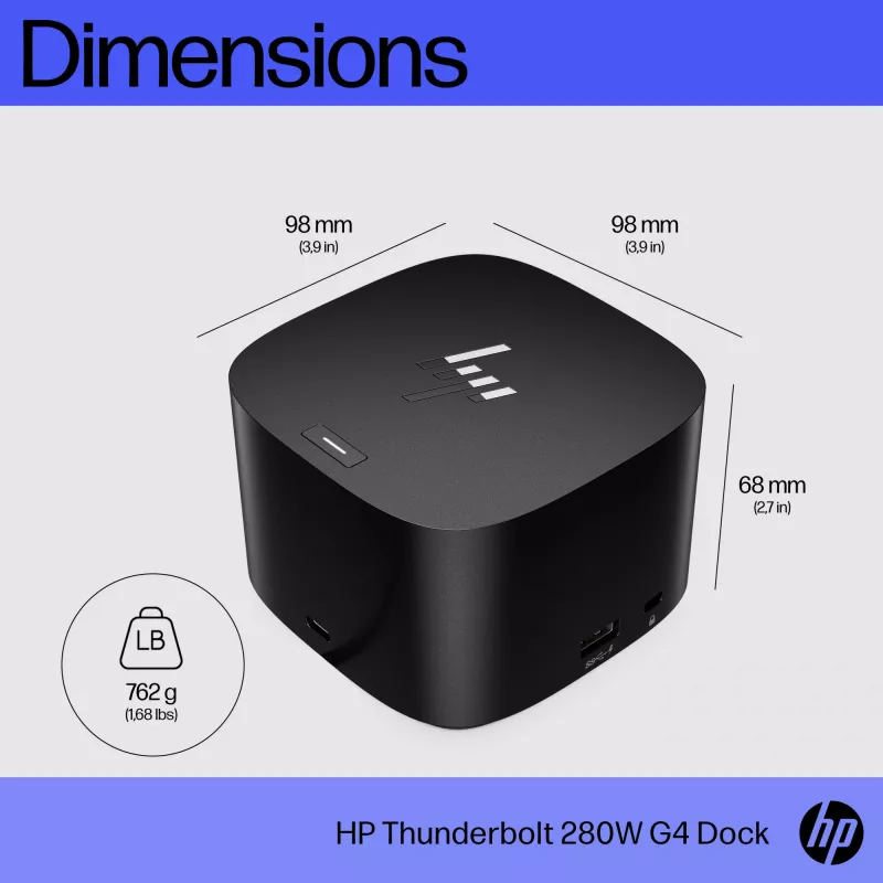 HP Thunderbolt Dock 280W G4 bekabeld dockingstation Thunderbolt 4 zwart