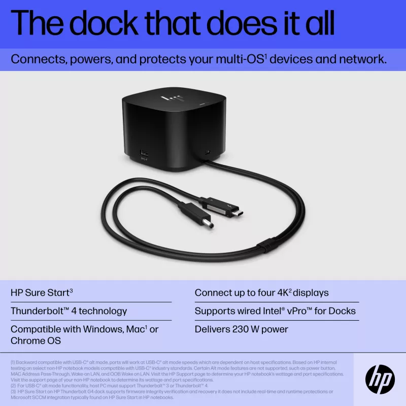 HP Thunderbolt Dock 280W G4 bekabeld dockingstation Thunderbolt 4 zwart