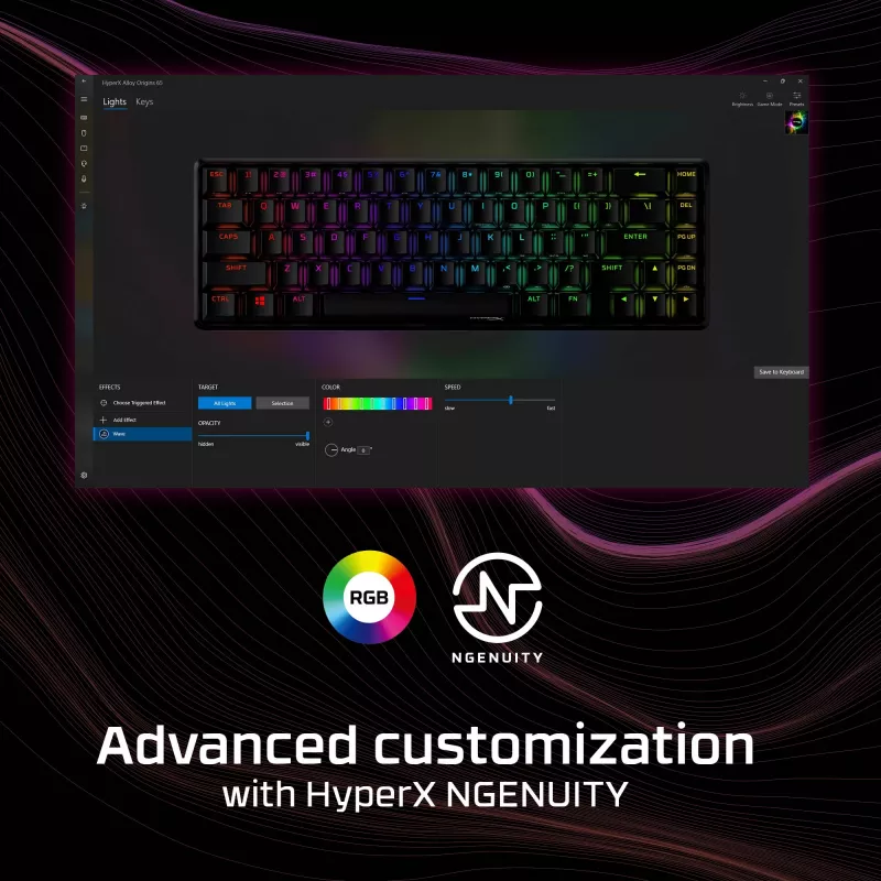HyperX Alloy Origins 65 – mechanisch gaming-toetsenbord – HX Aqua (US-layout)