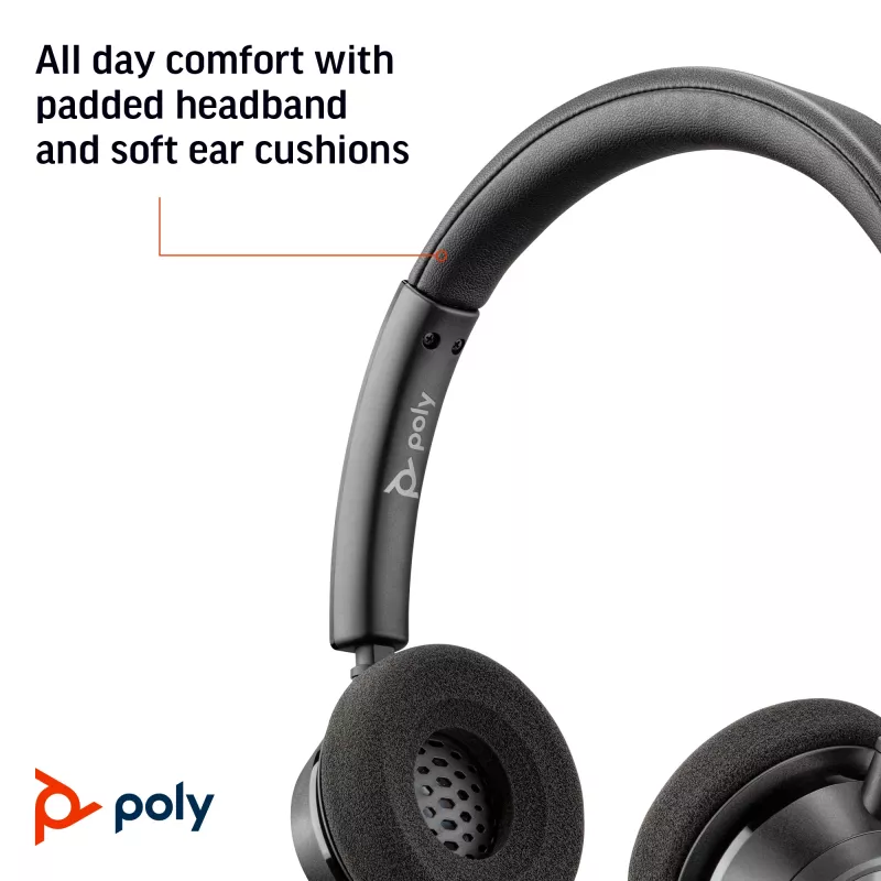 HP Poly Poly Blackwire 3320 USB-A headset, bedraad, kantoor/callcenter, 130 g, headset, zwart
