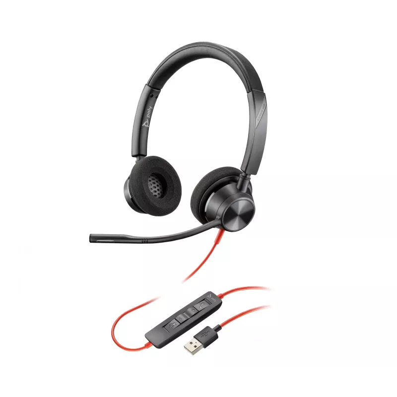 HP Poly Poly Blackwire 3320 USB-A headset, bedraad, kantoor/callcenter, 130 g, headset, zwart