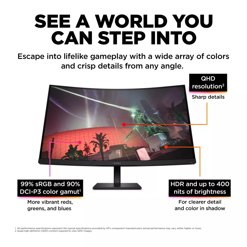 OMEN by HP 31,5 inch QHD 165Hz gebogen gamingmonitor - OMEN 32c (refurbished)